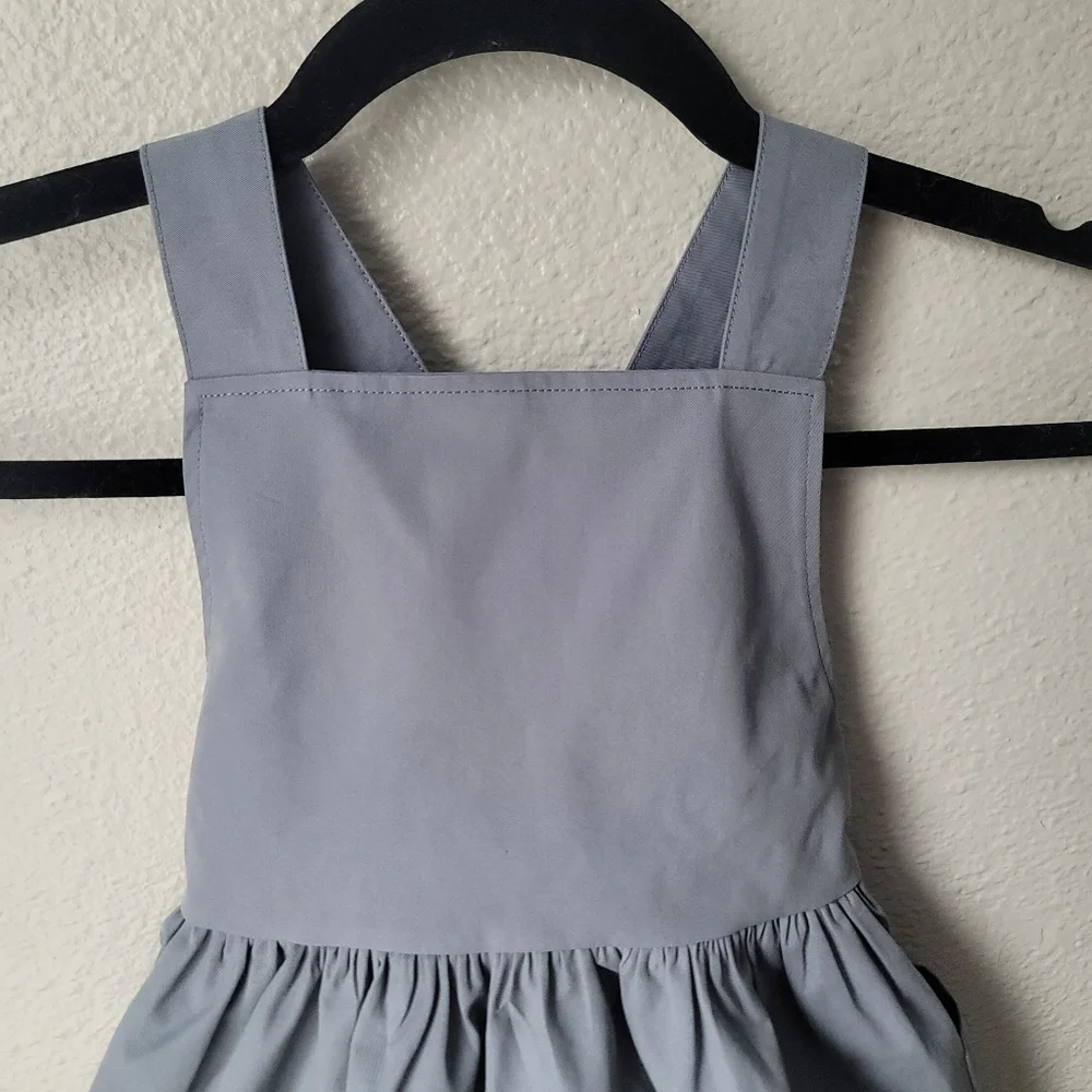 The Sunday Collective Backyard Apron Dress Ruffle Hem Size 4Y In Flint Stone NWT